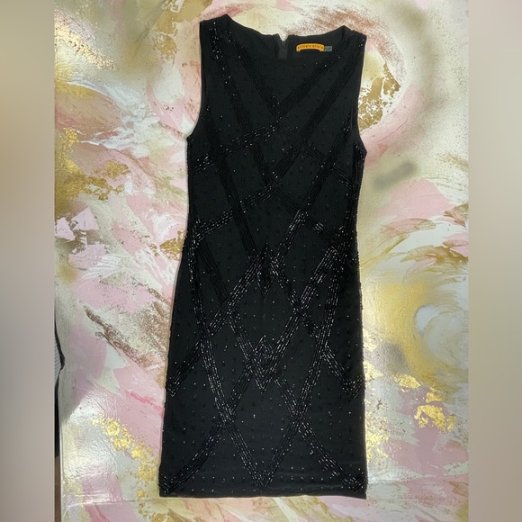 Alice + Olivia Black Sequin & Beads Sheath mini Dress 4 - Picture 1 of 13